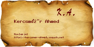 Kercsmár Ahmed névjegykártya